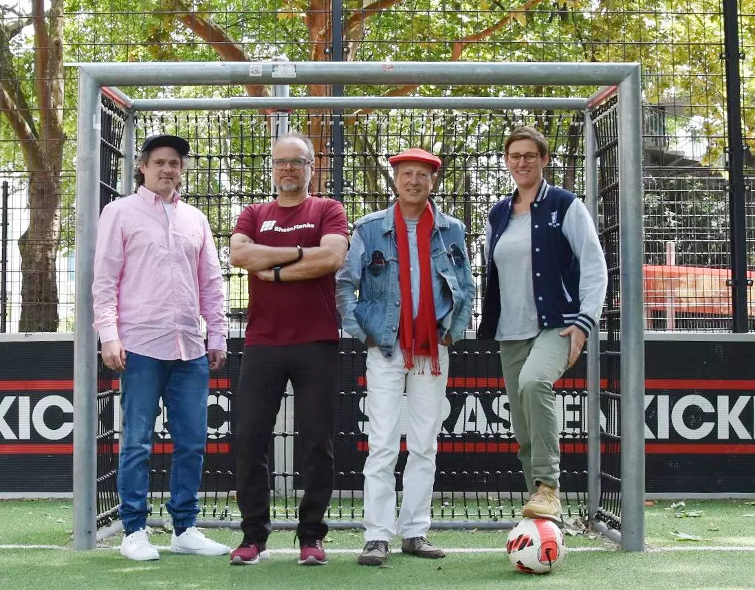<b>Die Geschäftsführung der RheinFlanke (vlnr):</b> Jakob Koerber, Christoph Bex, Sebastian Koerber, Pia Strohmeyer